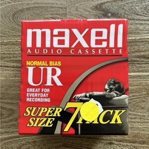 Maxell Audio Cassette Super Size 7 Pack Normal Bias, New Sealed